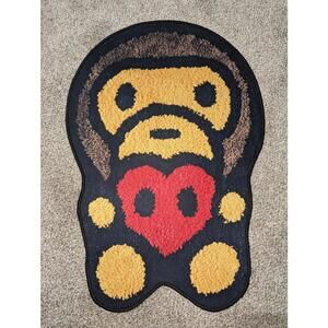 NEW Hypebeast BAPE Baby Milo Heart Rug 30x24" Die-Cut Black Red Brown Ape Mat